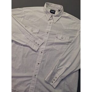 Wrangler White Pearl Snap Long Sleeve Mens Cowboy Dress Shirt 2XL Rodeo Western